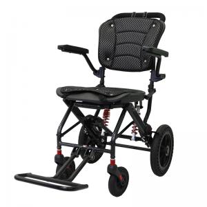 Aluminum Airplane manual wheelchair lightweight foldable travelling wheelchair customized spring shock absorbing wheelchair